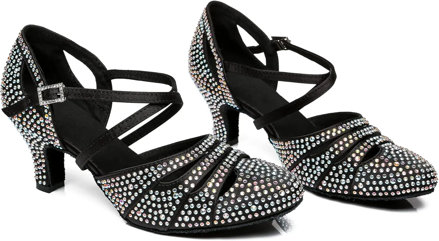 Minishion Women Rhinestone Dancing Shoes Closed T oe Formal Wedding Pumps