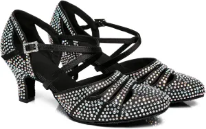 Minishion Women Rhinestone Dancing Shoes Closed T oe Formal Wedding Pumps