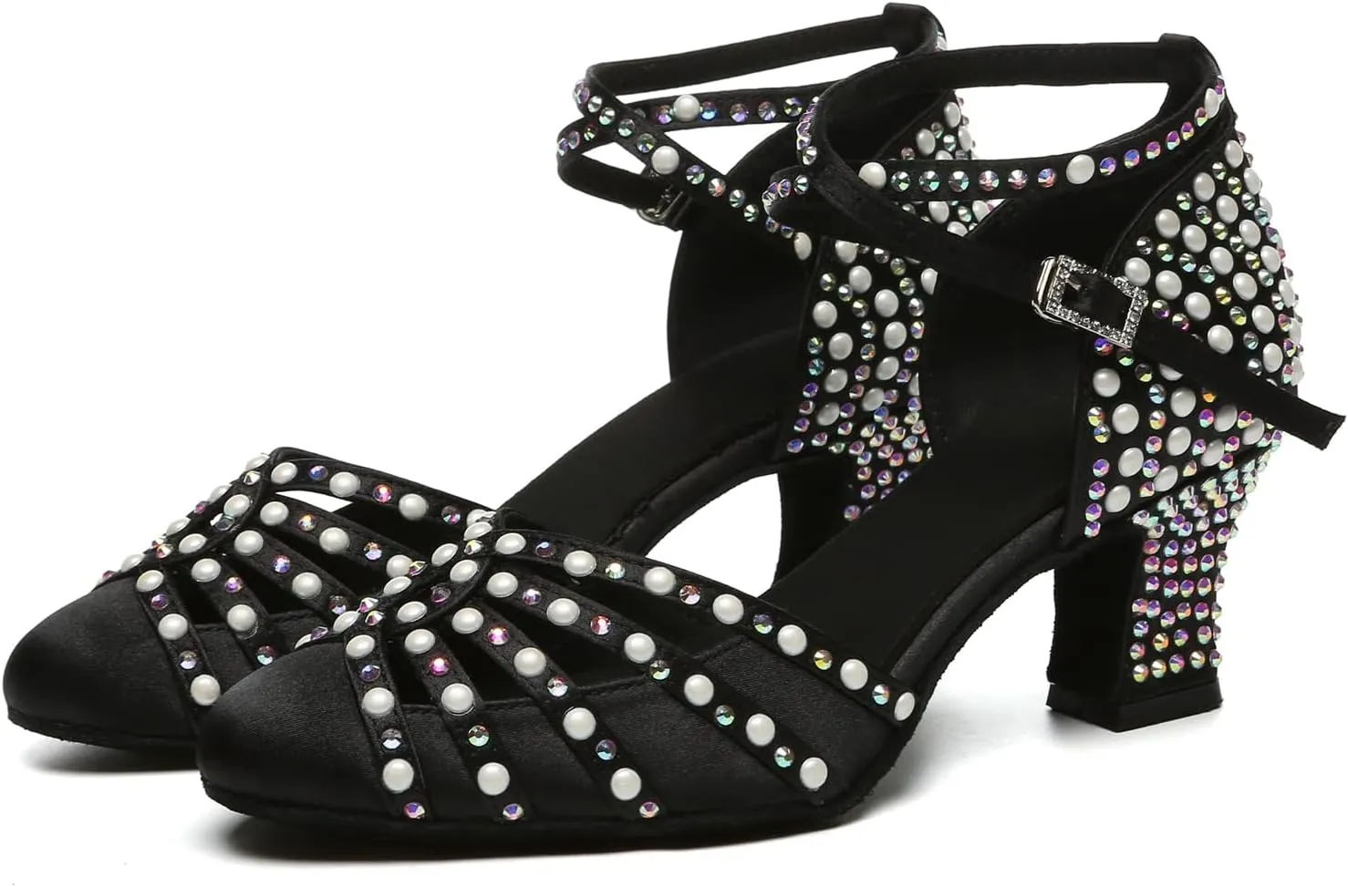 Minishion Women Rhinestone Dancing Shoes Closed T oe Formal Wedding Pumps