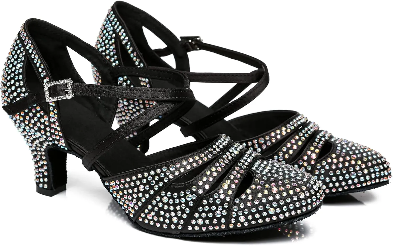 Minishion Women Rhinestone Dancing Shoes Closed T oe Formal Wedding Pumps