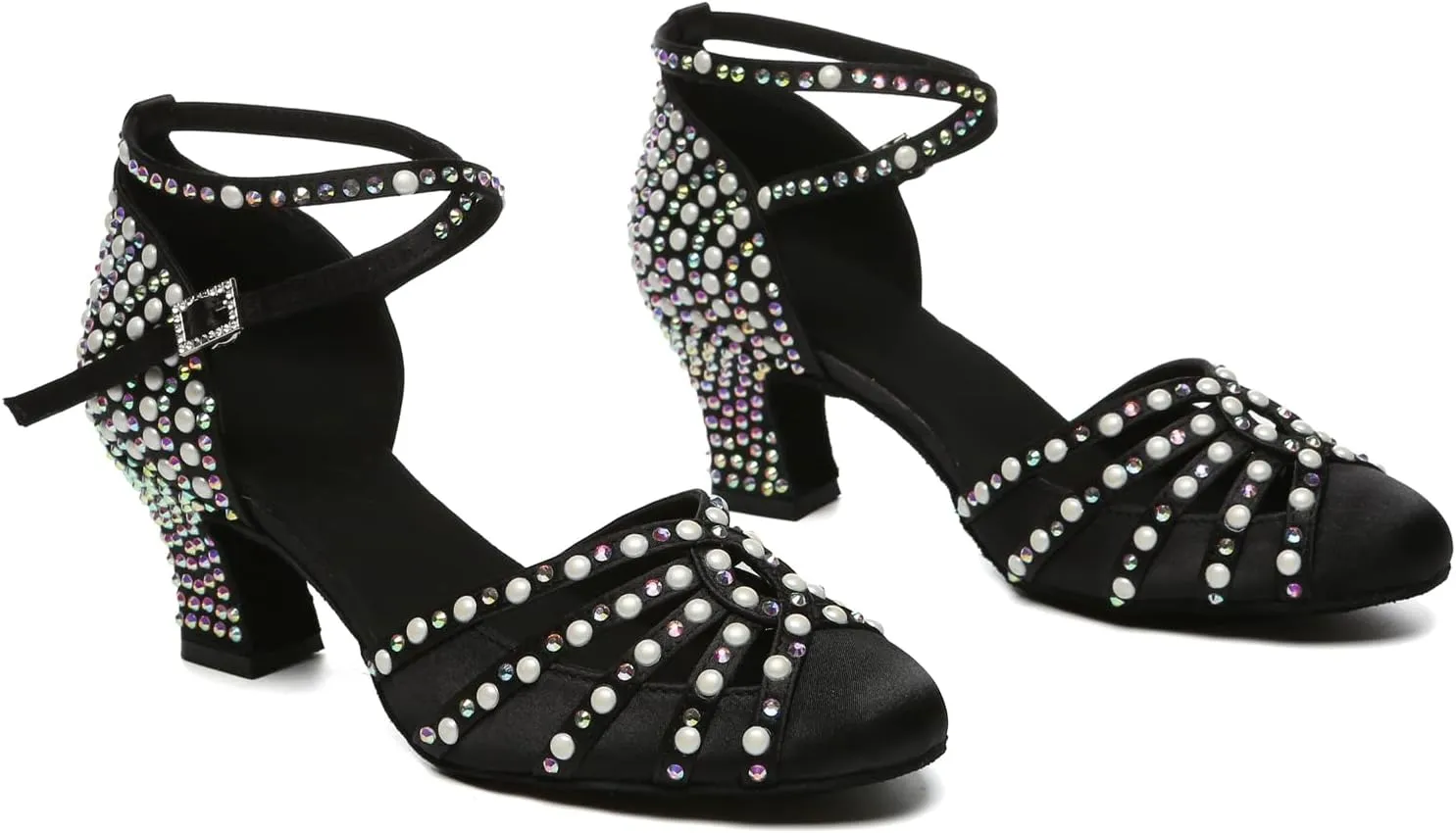 Minishion Women Rhinestone Dancing Shoes Closed T oe Formal Wedding Pumps