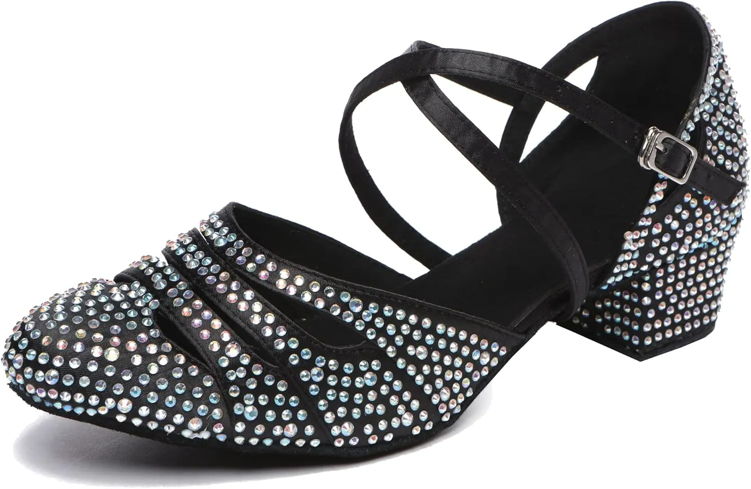 Minishion Women Rhinestone Dancing Shoes Closed T oe Formal Wedding Pumps