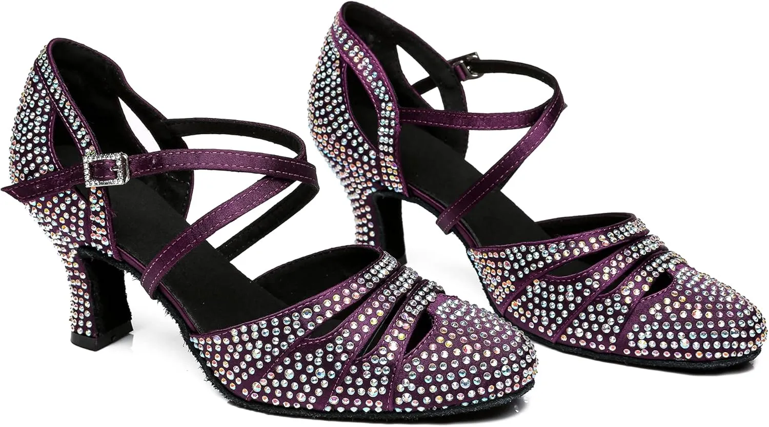 Minishion Women Rhinestone Dancing Shoes Closed T oe Formal Wedding Pumps