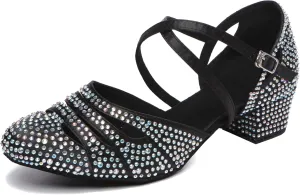 Minishion Women Rhinestone Dancing Shoes Closed T oe Formal Wedding Pumps