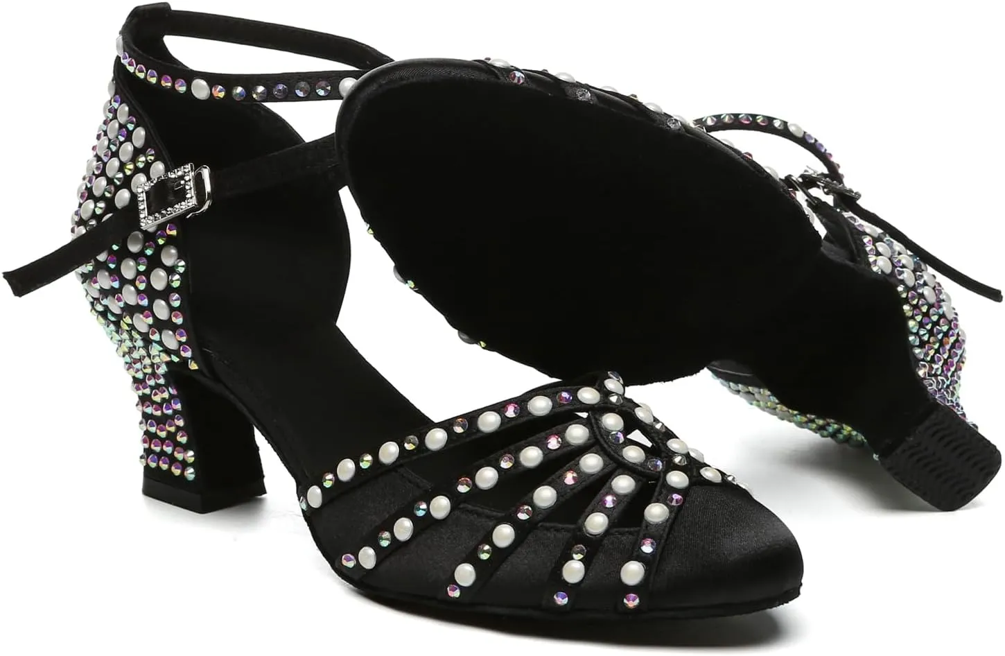Minishion Women Rhinestone Dancing Shoes Closed T oe Formal Wedding Pumps