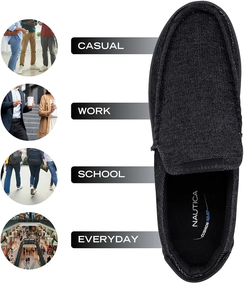 Nautica Men's Slip-On Loafers Casual Moc Toe Sneakers Boat Shoes Slipper for Men ??Lightweight & Comfortable - Derwin