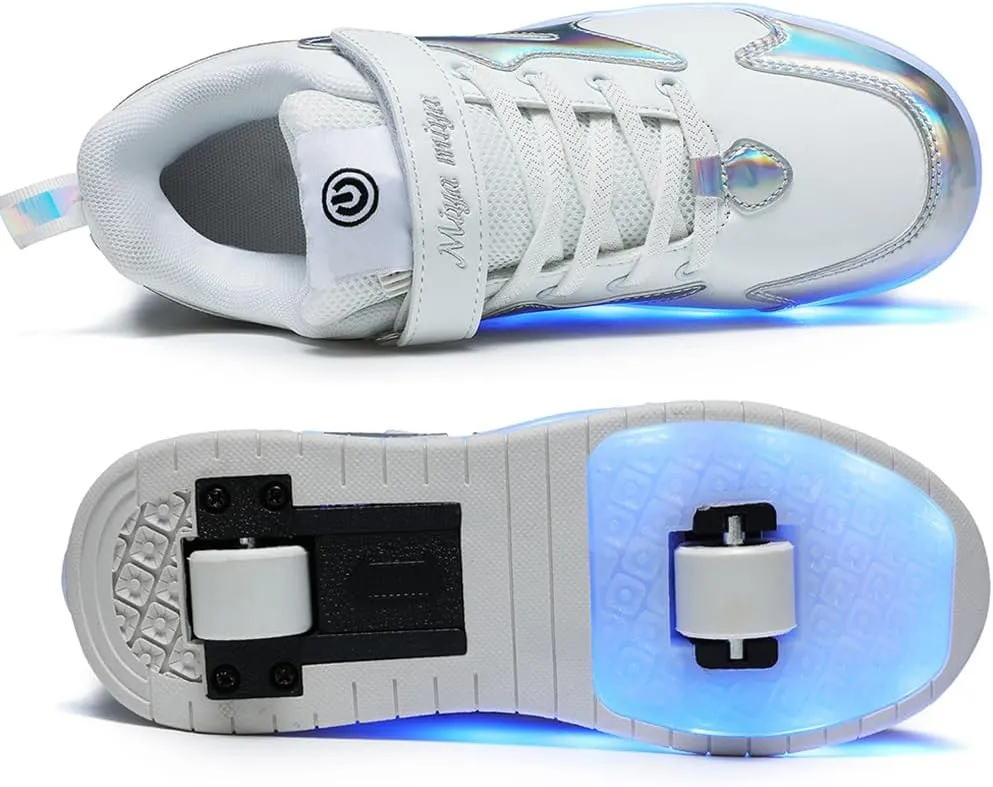 Nsasy Girls Boys Roller Shoes with LED Light Up Wheels Sneakers Kids Roller Skates Shoes for Kids for Children