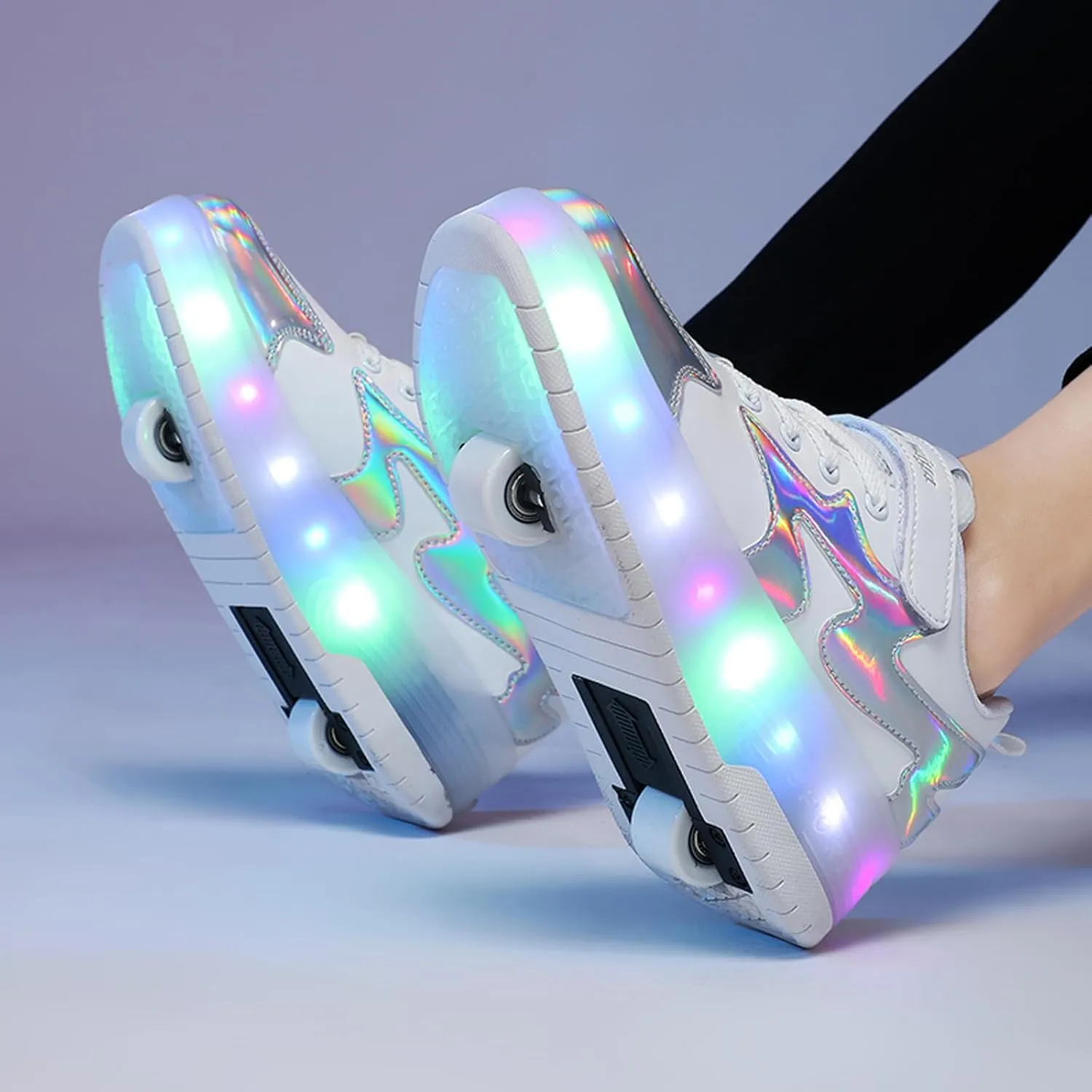 Nsasy Girls Boys Roller Shoes with LED Light Up Wheels Sneakers Kids Roller Skates Shoes for Kids for Children