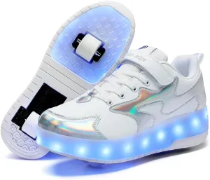 Nsasy Girls Boys Roller Shoes with LED Light Up Wheels Sneakers Kids Roller Skates Shoes for Kids for Children