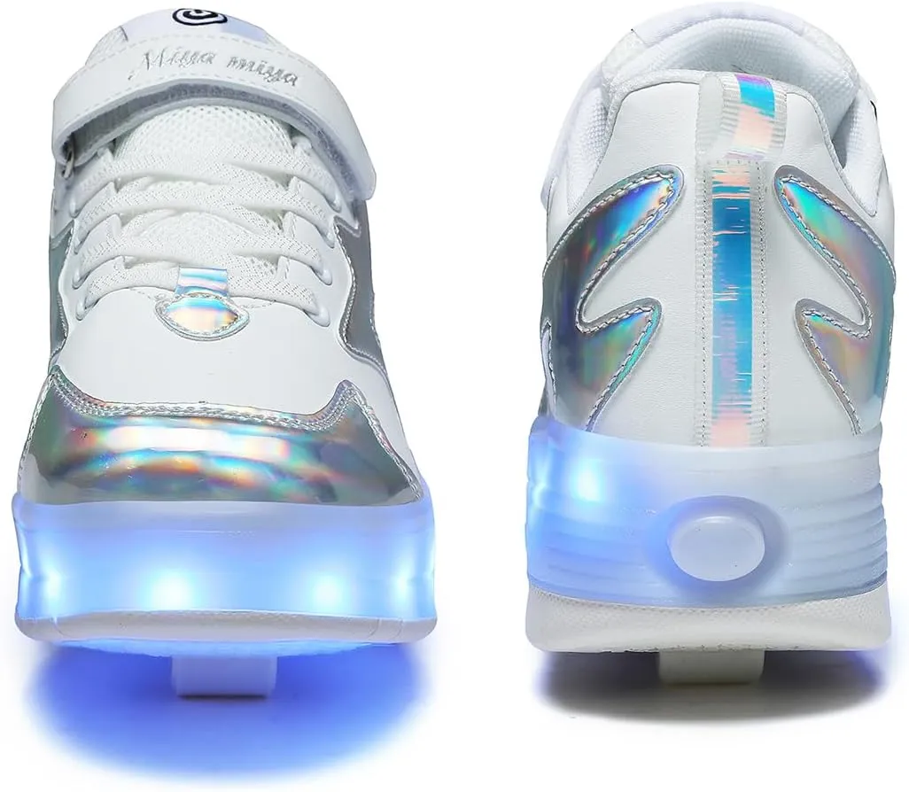 Nsasy Girls Boys Roller Shoes with LED Light Up Wheels Sneakers Kids Roller Skates Shoes for Kids for Children