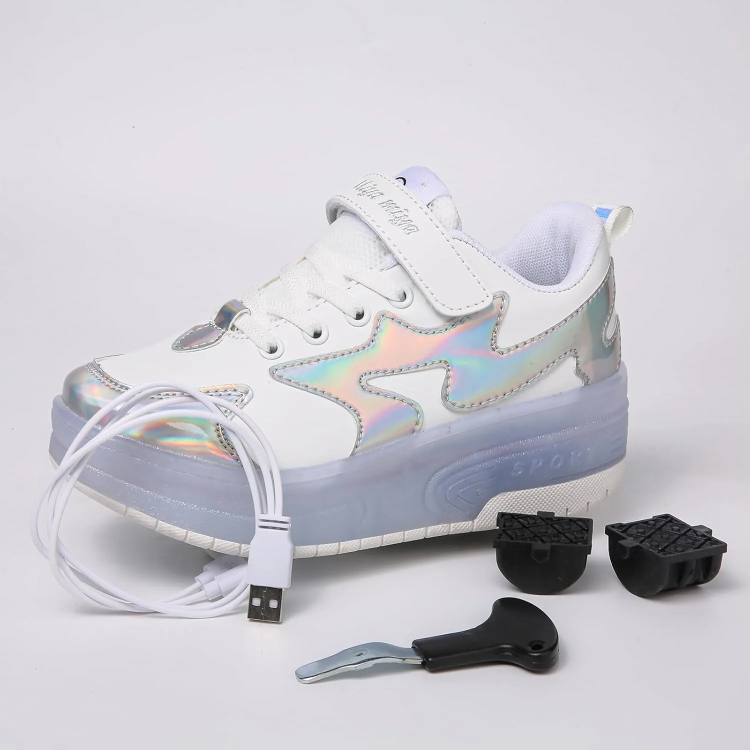 Nsasy Girls Boys Roller Shoes with LED Light Up Wheels Sneakers Kids Roller Skates Shoes for Kids for Children
