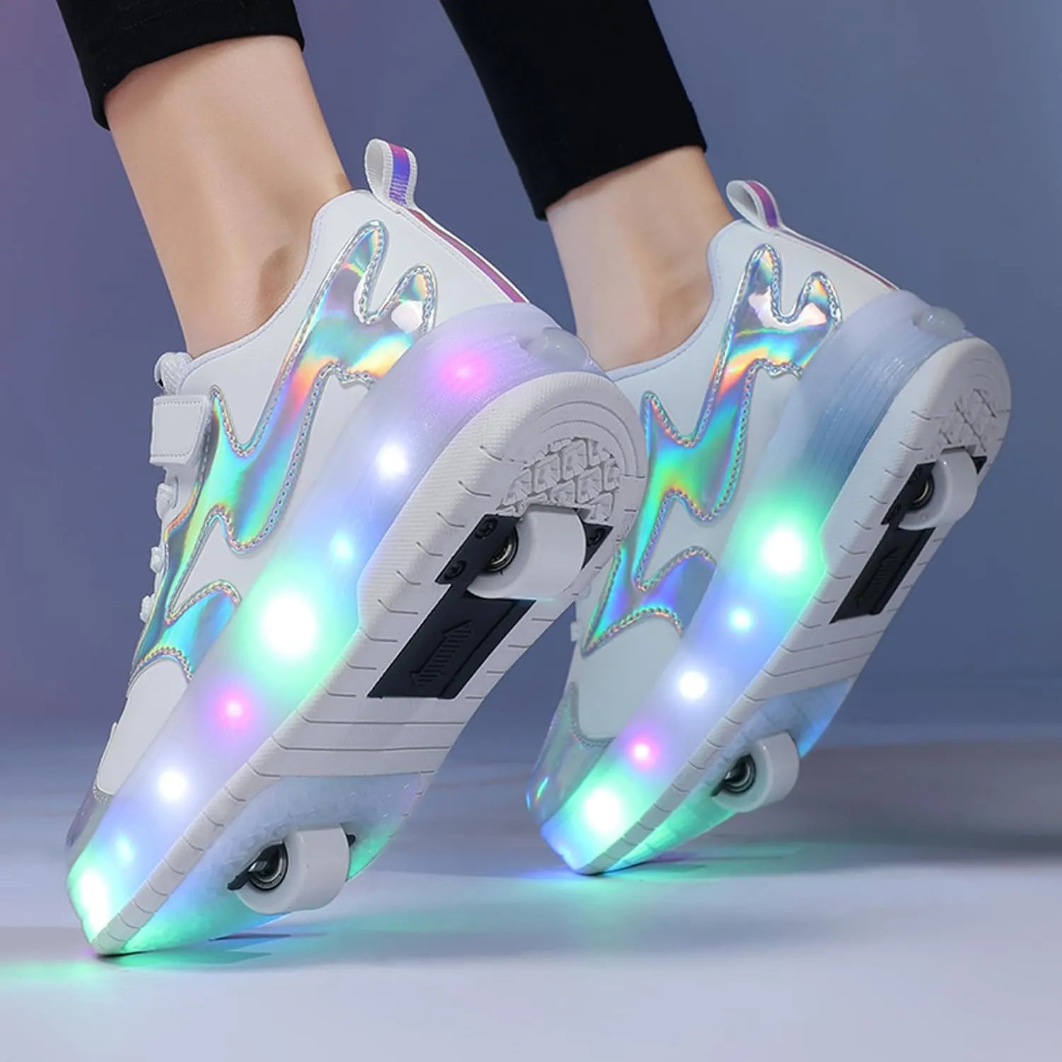 Nsasy Girls Boys Roller Shoes with LED Light Up Wheels Sneakers Kids Roller Skates Shoes for Kids for Children