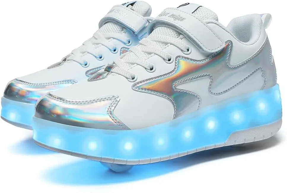 Nsasy Girls Boys Roller Shoes with LED Light Up Wheels Sneakers Kids Roller Skates Shoes for Kids for Children