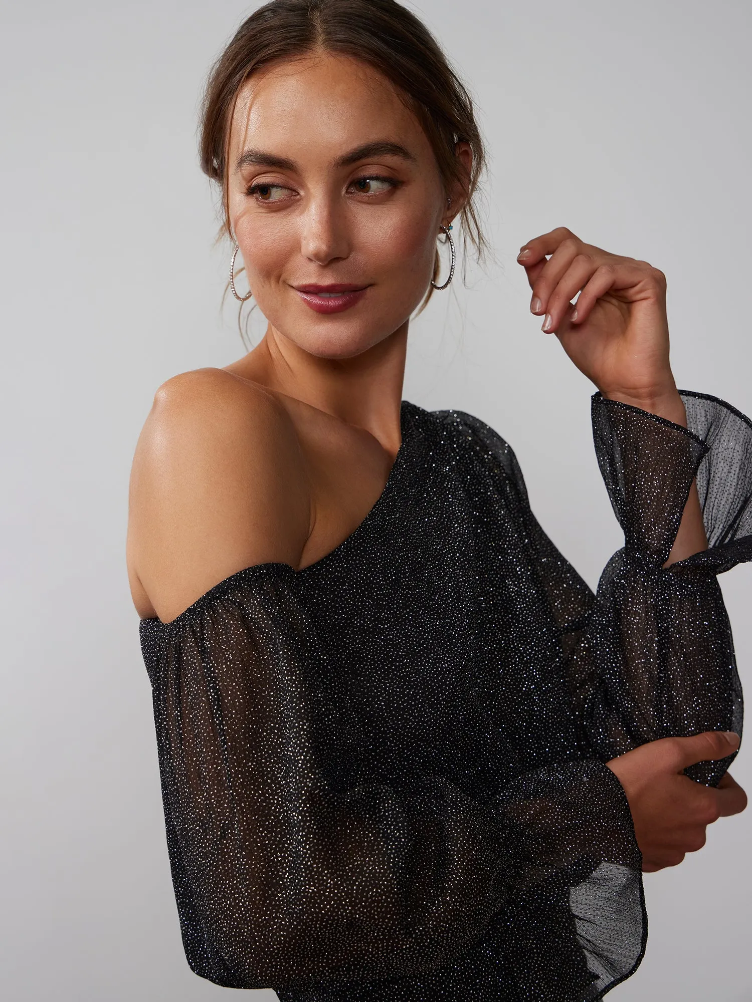 One-Shoulder Bell Sleeve Top