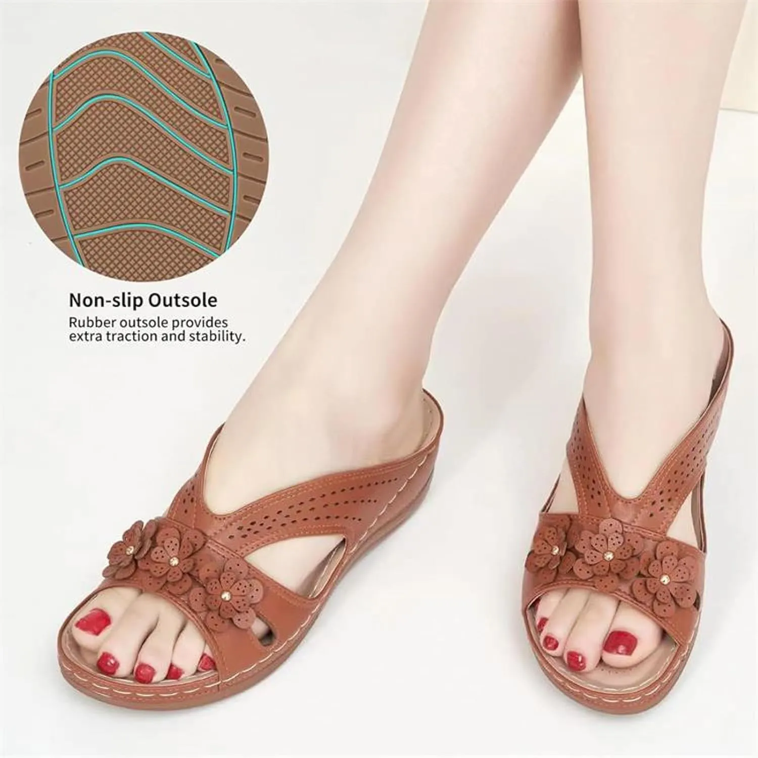 Orthopedic Wedge Sandals for Women Summer Dressy 2025 Arch Support Flip Flops Comfortable Wedges Walking Slippers Slip on Platform Thong Sandal Shoes Casual