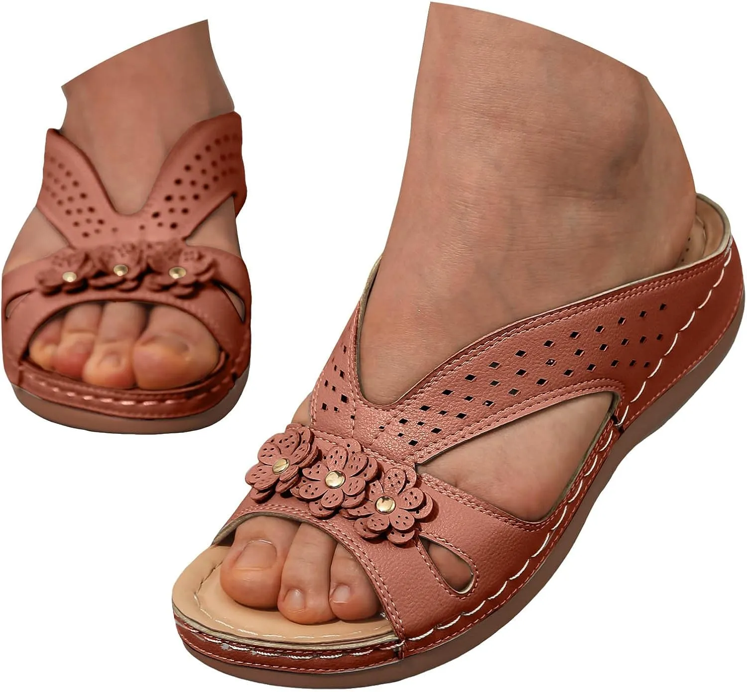 Orthopedic Wedge Sandals for Women Summer Dressy 2025 Arch Support Flip Flops Comfortable Wedges Walking Slippers Slip on Platform Thong Sandal Shoes Casual