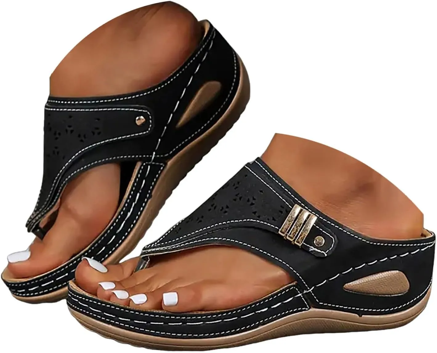 Orthopedic Wedge Sandals for Women Summer Dressy 2025 Womens Comfortable Casual Slip On Beach Slippers Shoes Arch Support Wedges Non Slip Flip Flops