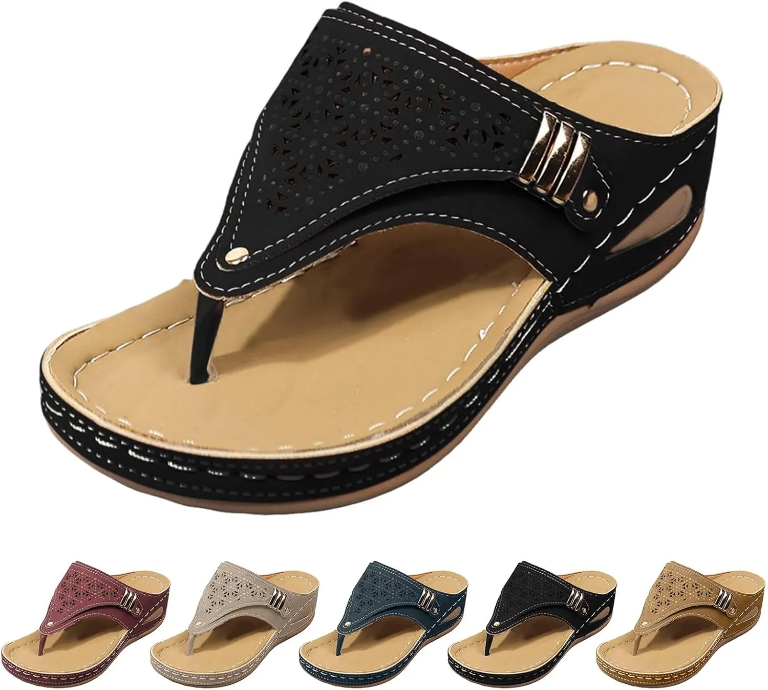 Orthopedic Wedge Sandals for Women Summer Dressy 2025 Womens Comfortable Casual Slip On Beach Slippers Shoes Arch Support Wedges Non Slip Flip Flops