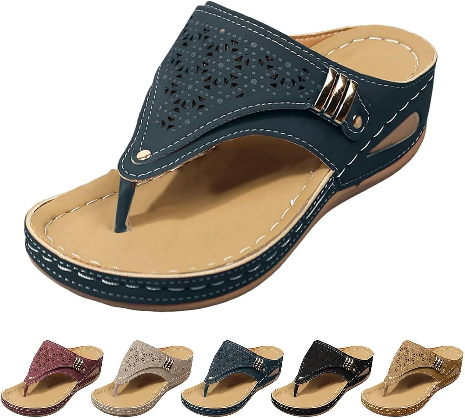 Orthopedic Wedge Sandals for Women Summer Dressy 2025,Womens Wedges Sandal Flat Open Toe Platform Casual Flip Flops Arch Support Silppers Comfortable