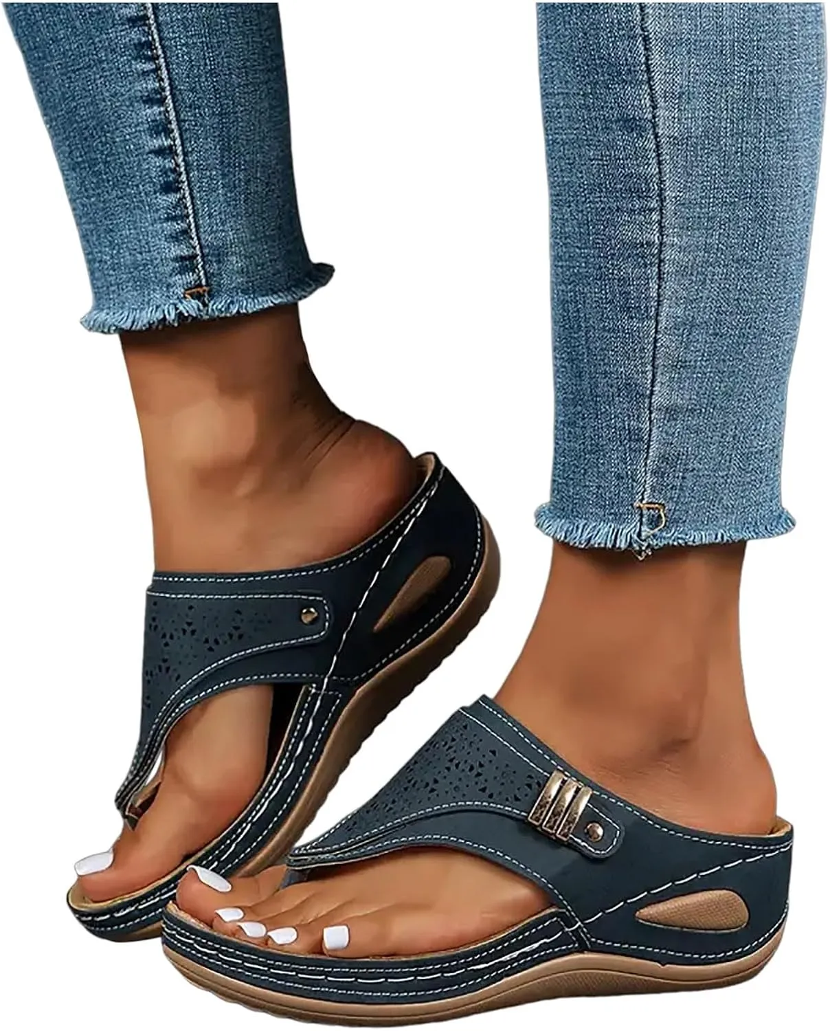 Orthopedic Wedge Sandals for Women Summer Dressy 2025,Womens Wedges Sandal Flat Open Toe Platform Casual Flip Flops Arch Support Silppers Comfortable