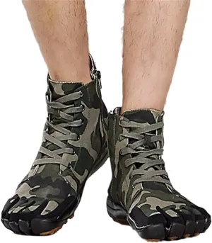 Outdoor Five-Toed Shoes Camouflage Breathable Lightweight Lace-Up Hiking Shoes Unisex Non-Slip Rubber Sneakers