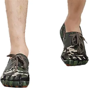 Outdoor Five-Toed Shoes Camouflage Breathable Lightweight Lace-Up Hiking Shoes Unisex Non-Slip Rubber Sneakers
