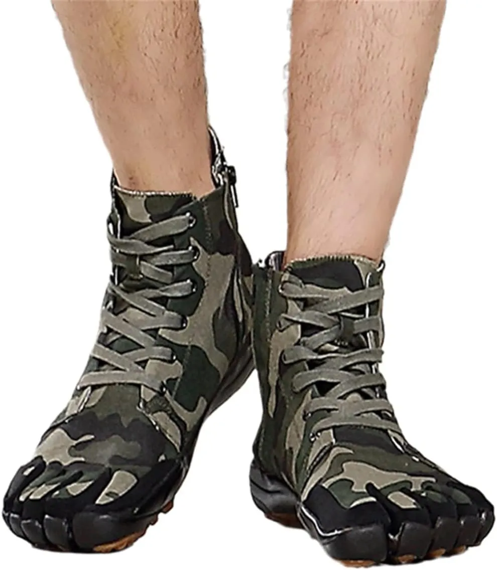 Outdoor Five-Toed Shoes Camouflage Breathable Lightweight Lace-Up Hiking Shoes Unisex Non-Slip Rubber Sneakers