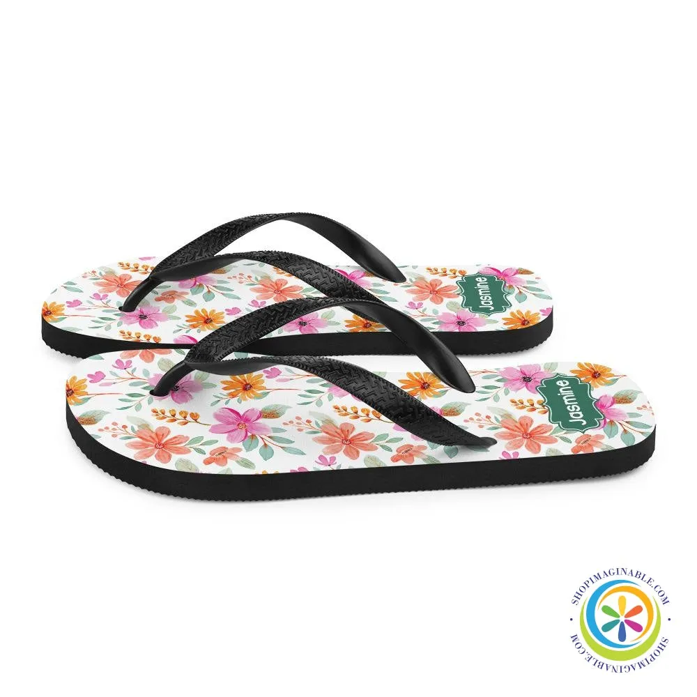 Personalized Custom Floral Flip-Flops