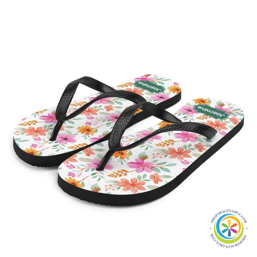 Personalized Custom Floral Flip-Flops