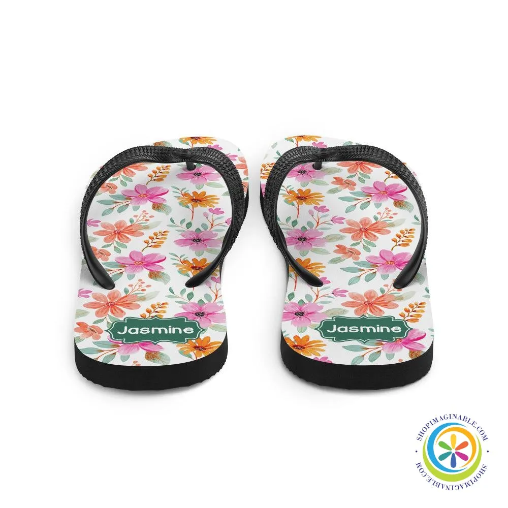 Personalized Custom Floral Flip-Flops