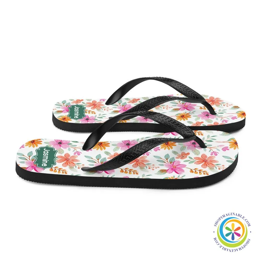 Personalized Custom Floral Flip-Flops