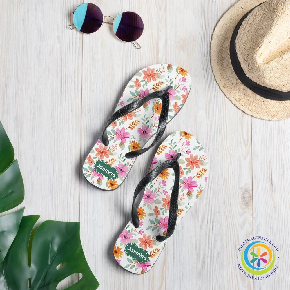Personalized Custom Floral Flip-Flops