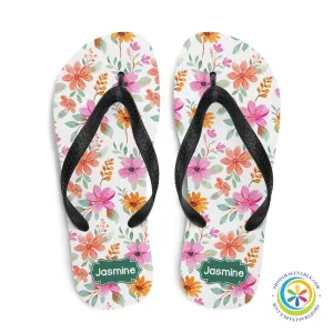 Personalized Custom Floral Flip-Flops