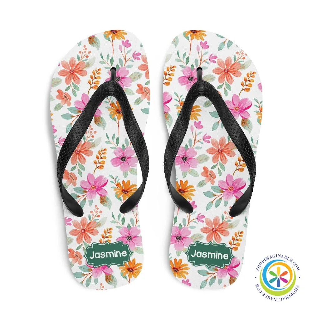Personalized Custom Floral Flip-Flops