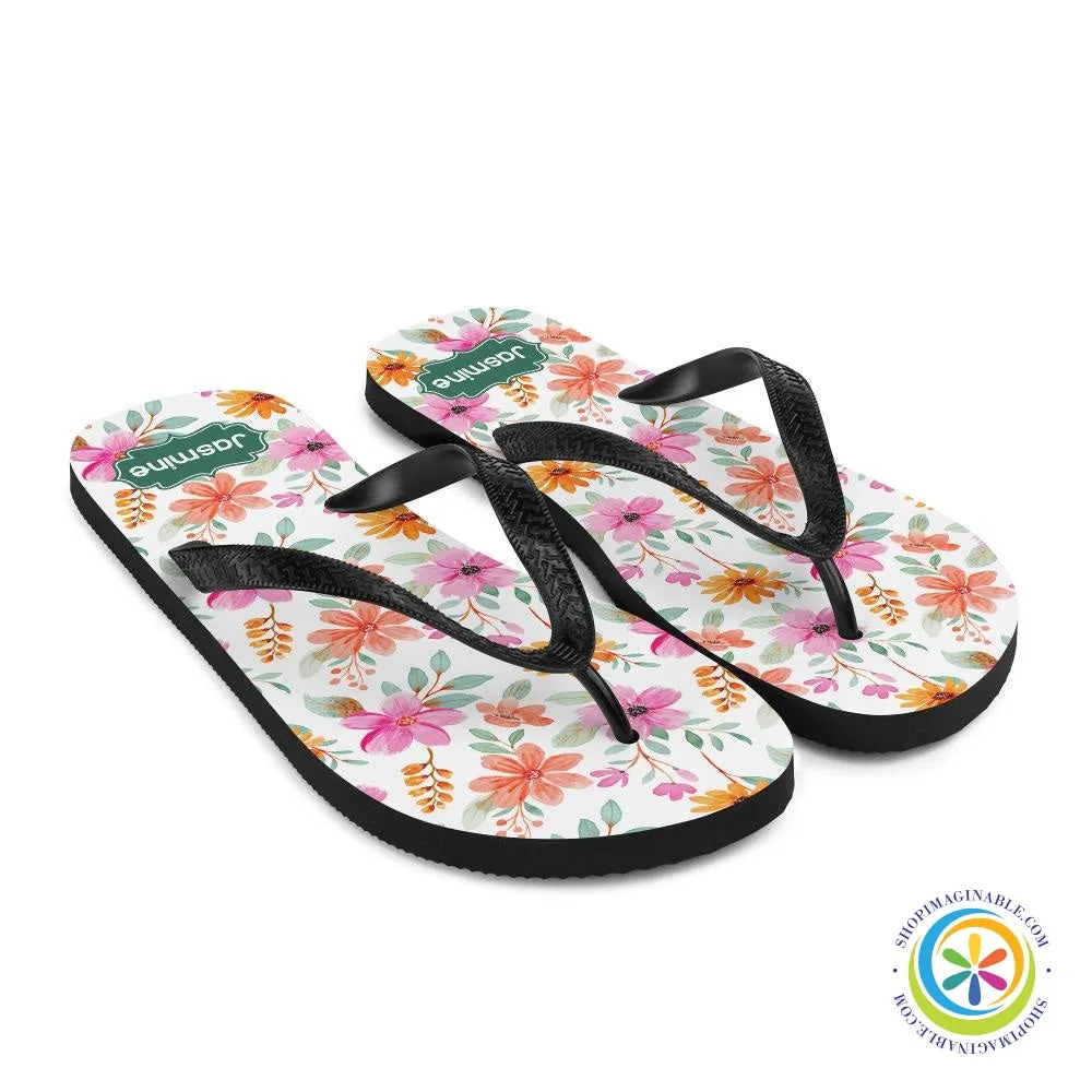 Personalized Custom Floral Flip-Flops