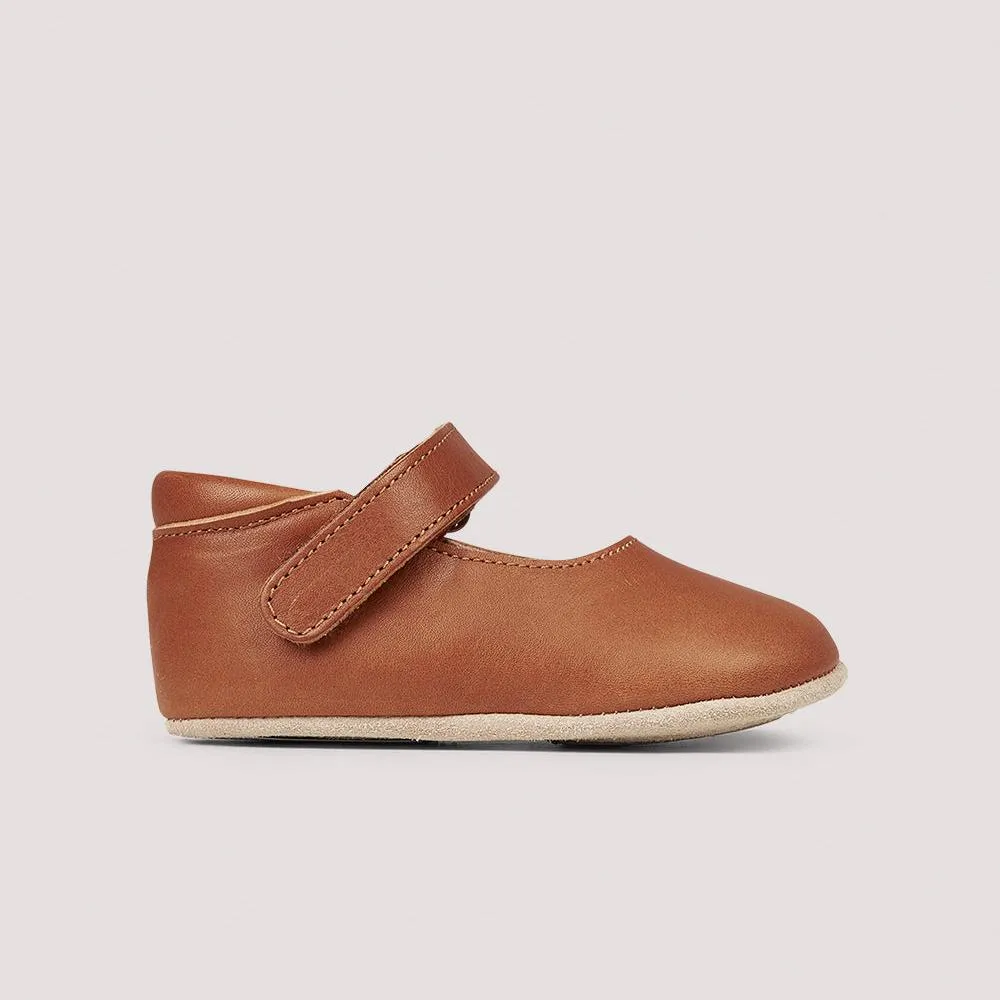 PETIT NORD - Ballerina Shoe with Velcro (Cognac)