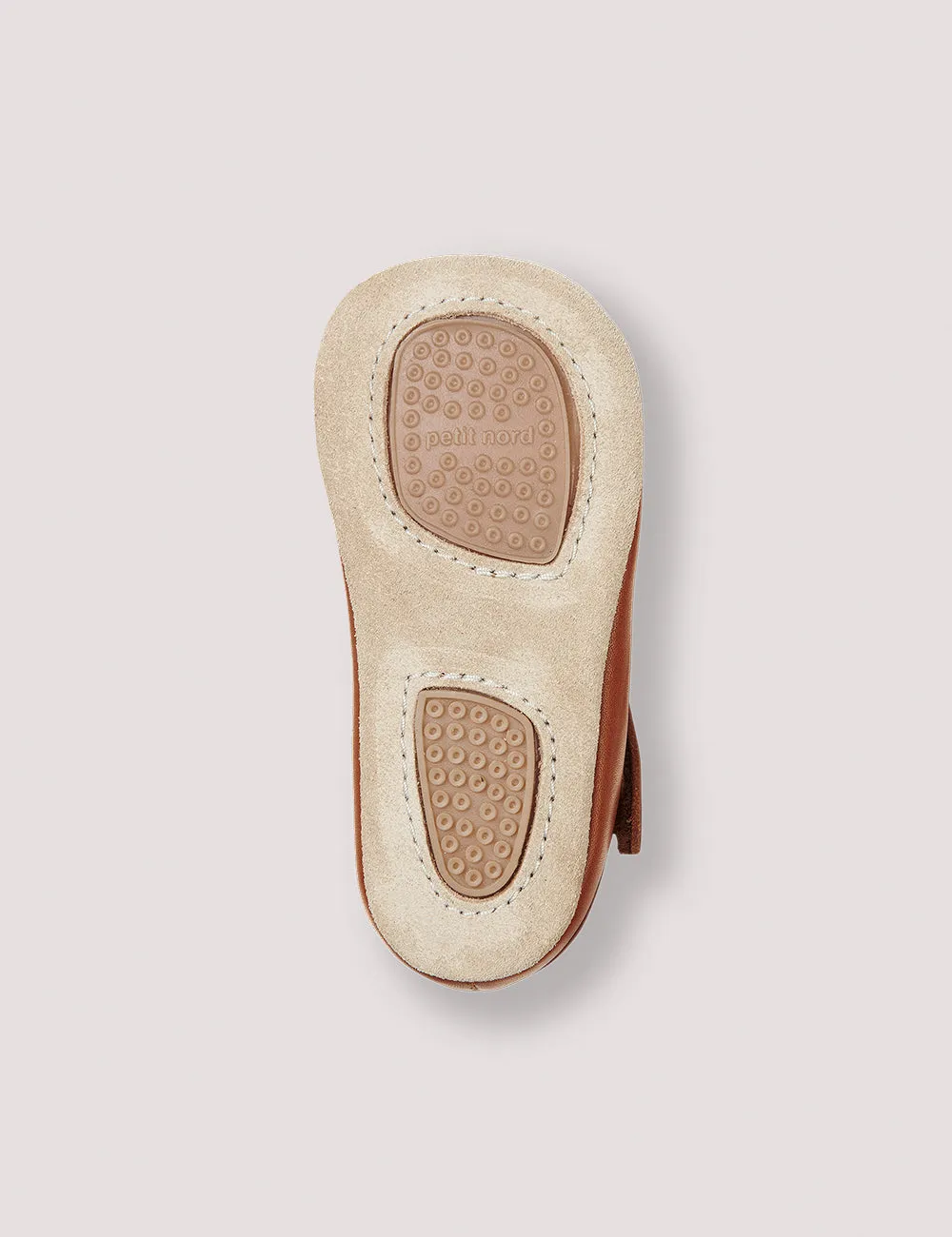PETIT NORD - Ballerina Shoe with Velcro (Cognac)
