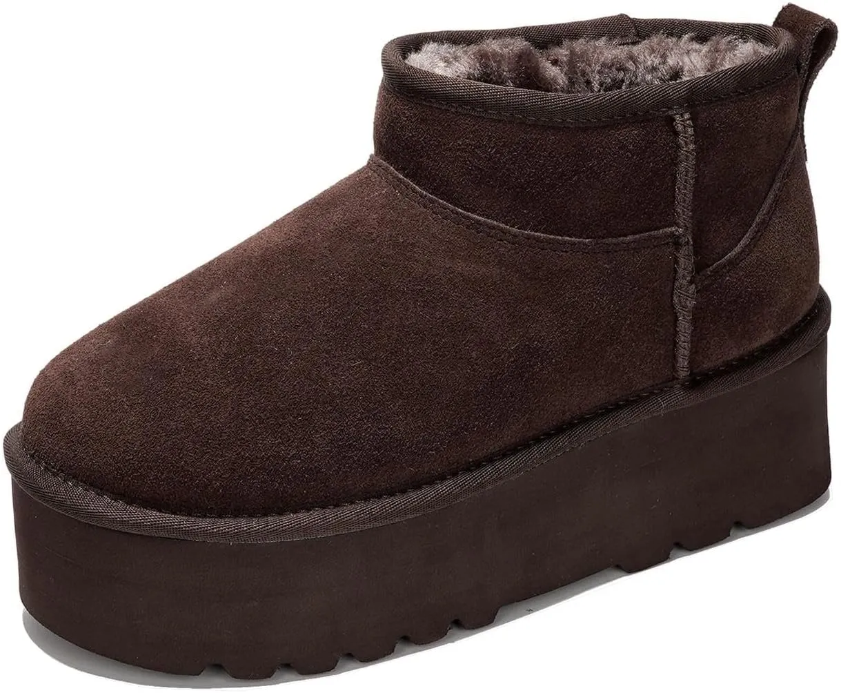 Project Cloud 100% Genuine Suede Leather Ankle Boots for Women - Anti-Slip Memory Foam Insole Womens Boots - Lightweight Winter Womens Shoes, Ankle Booties for Women (Huggy)
