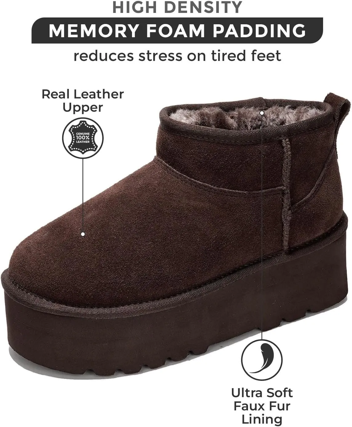Project Cloud 100% Genuine Suede Leather Ankle Boots for Women - Anti-Slip Memory Foam Insole Womens Boots - Lightweight Winter Womens Shoes, Ankle Booties for Women (Huggy)