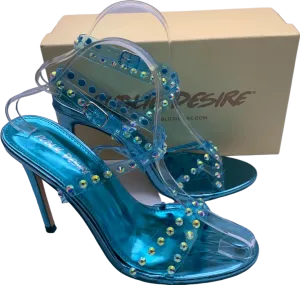 Public Desire Blue Dolly Heeled Sandals UK 6