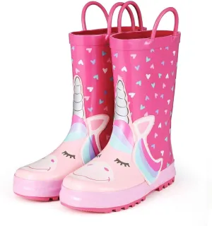 Rain Boots Kids Girl Cute Unicorn Printed Children's Rubber Boots Waterproof Water Shoes Heart Unicorn 1