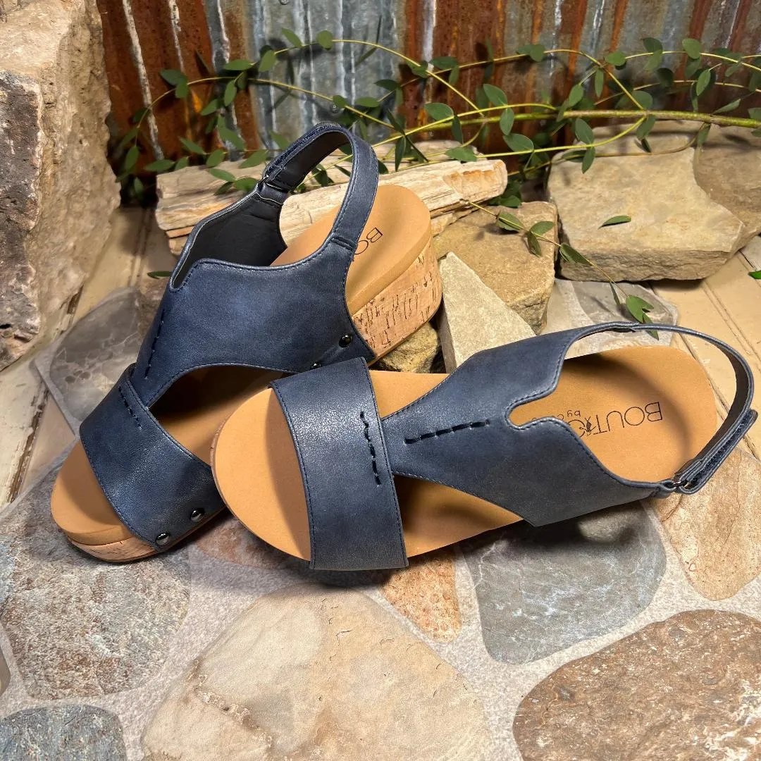 Refreshing Navy Wedge/Sandal