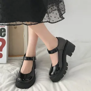 Rimocy 2020 New Black High Heels Shoes Women Pumps Fashion Patent Leather Platform Shoes Woman Round Toe Mary Jane Shoes Mujer