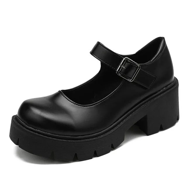 Rimocy 2020 New Black High Heels Shoes Women Pumps Fashion Patent Leather Platform Shoes Woman Round Toe Mary Jane Shoes Mujer