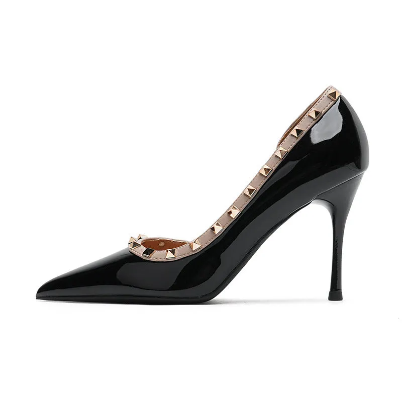 Rivet Detail Point Toe Stiletto Pumps