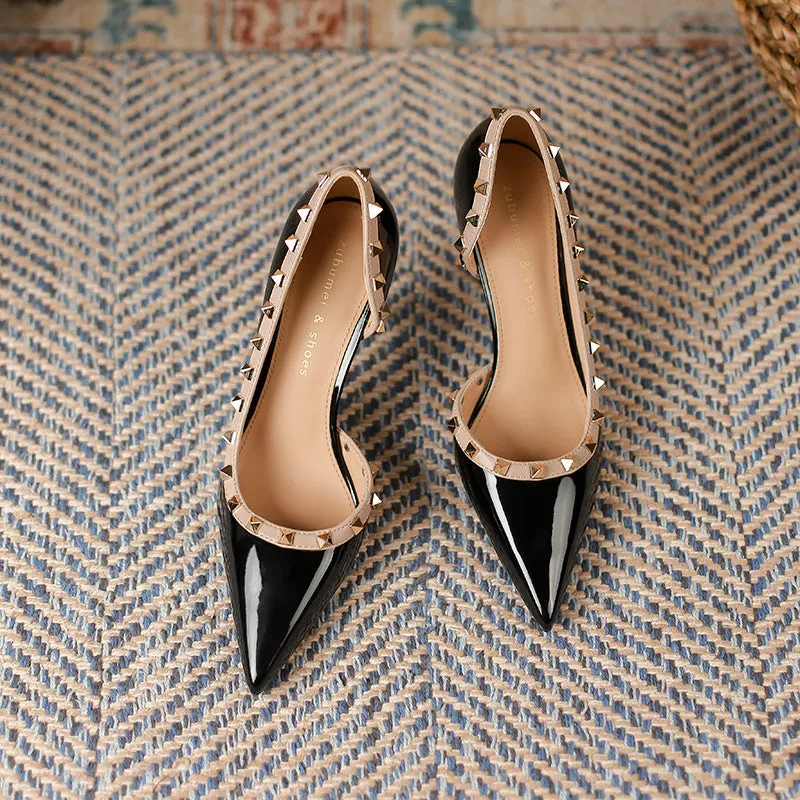 Rivet Detail Point Toe Stiletto Pumps