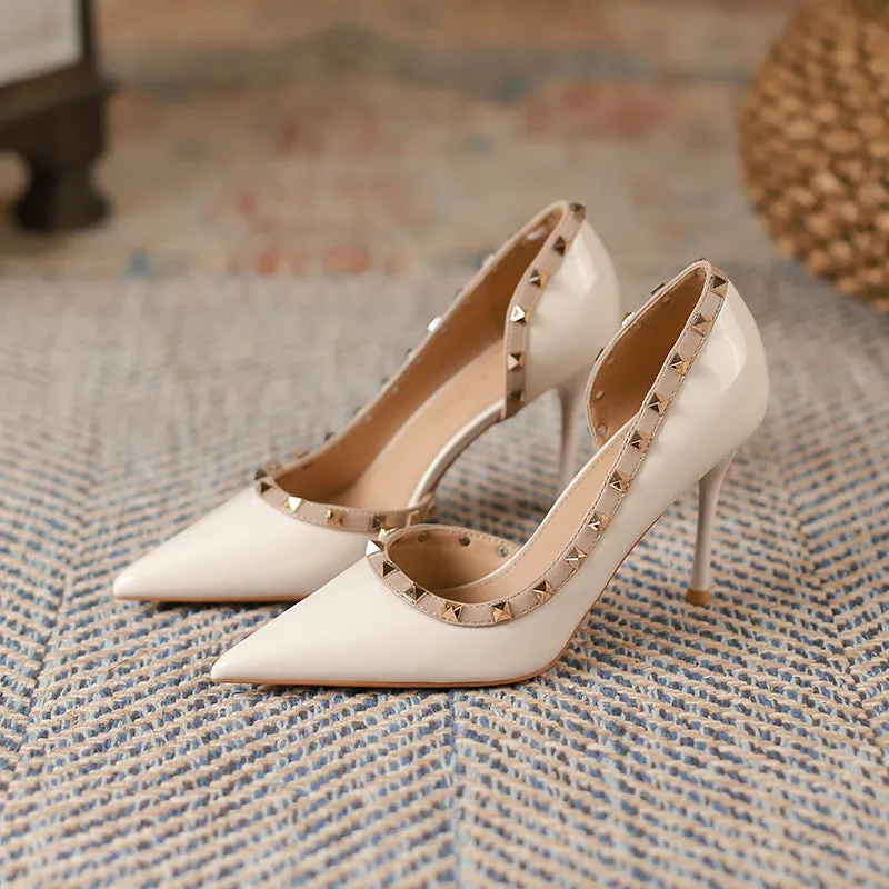 Rivet Detail Point Toe Stiletto Pumps