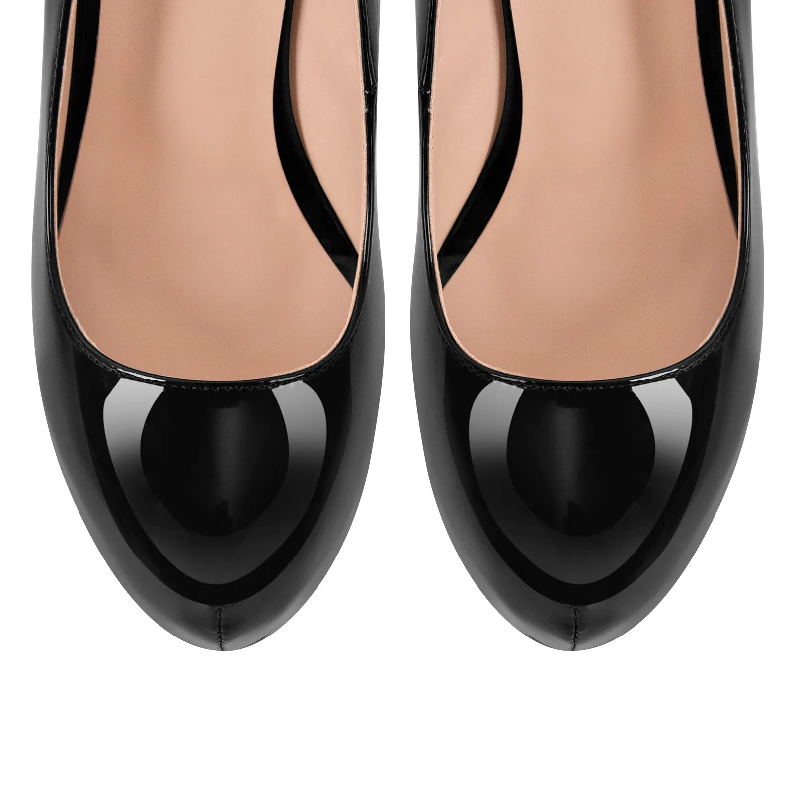 Round Toe Platform Stiletto High Heel Pumps