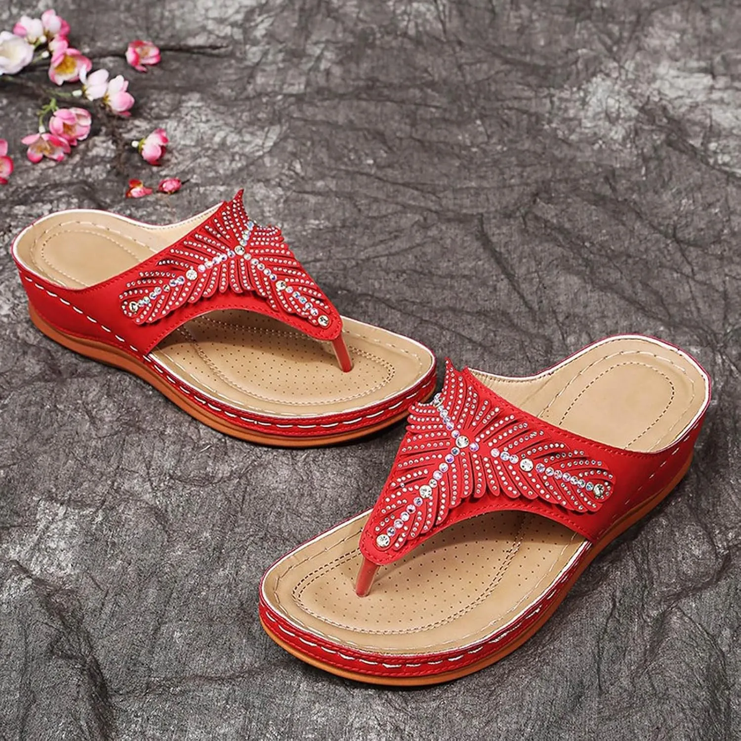 Sandals for Women 2025 Comfortable Summer Trendy Comfy Wedge Orthopedic Spring Shoes Womens Casual Walking Flip Flops