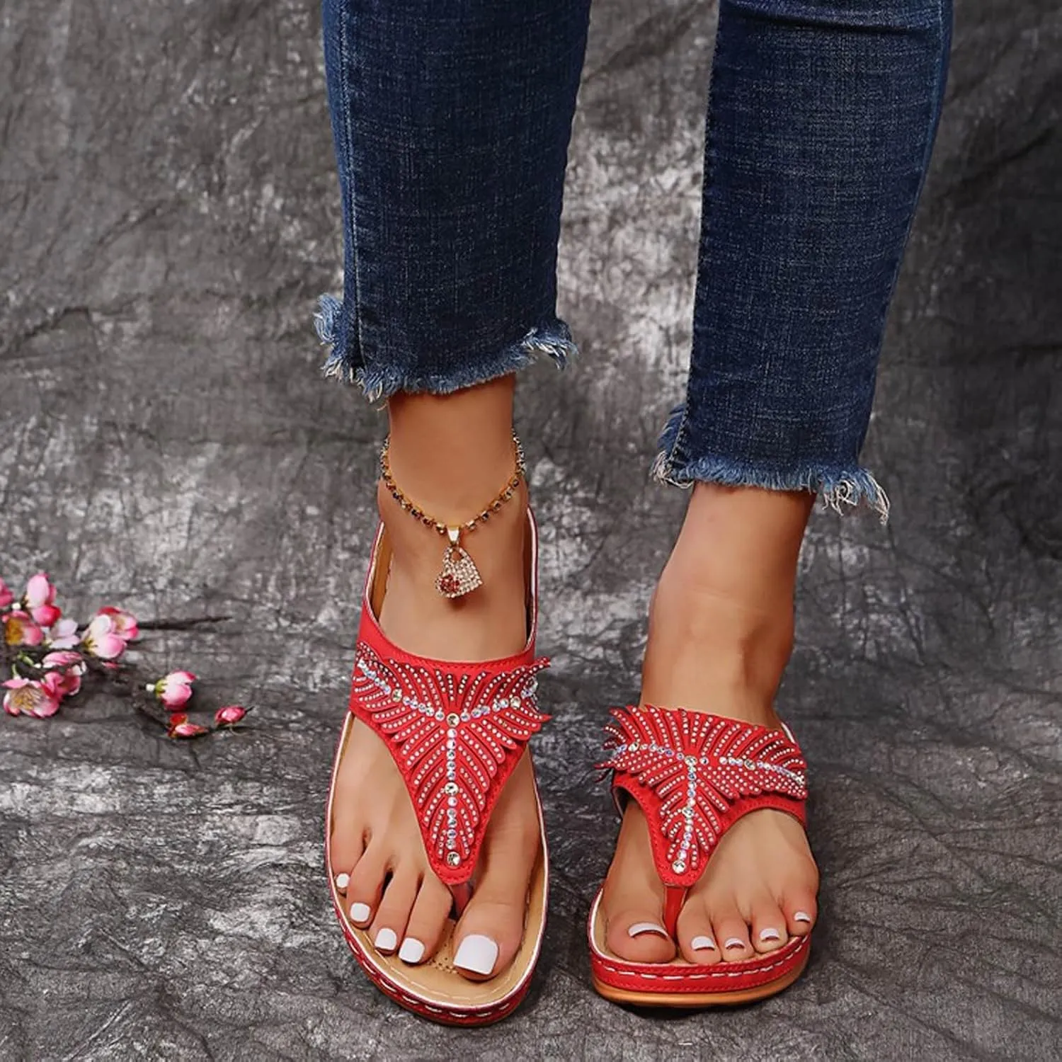 Sandals for Women 2025 Comfortable Summer Trendy Comfy Wedge Orthopedic Spring Shoes Womens Casual Walking Flip Flops